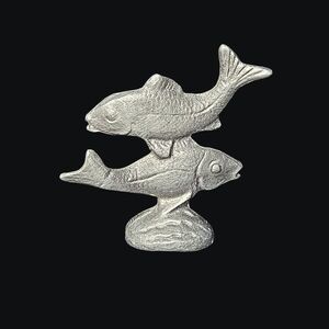 Pewter Leaping Fish Or Koi Fish Figurine